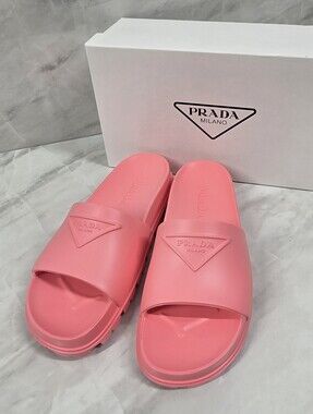 Prada Pink Rubber Slide Sandals
